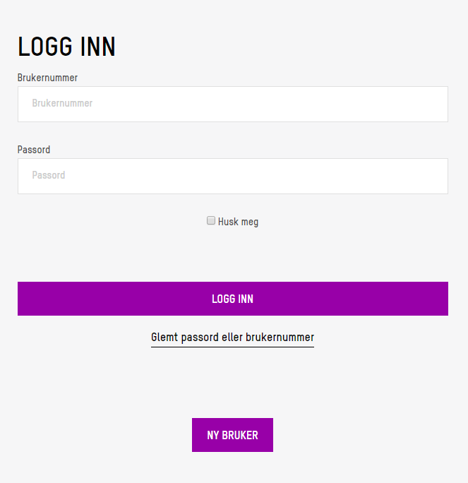 Legg inn brukernummer og passord Legg inn brukernummer og passord
