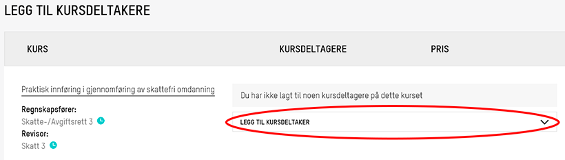Legg til kursdeltakere Legg til kursdeltakere